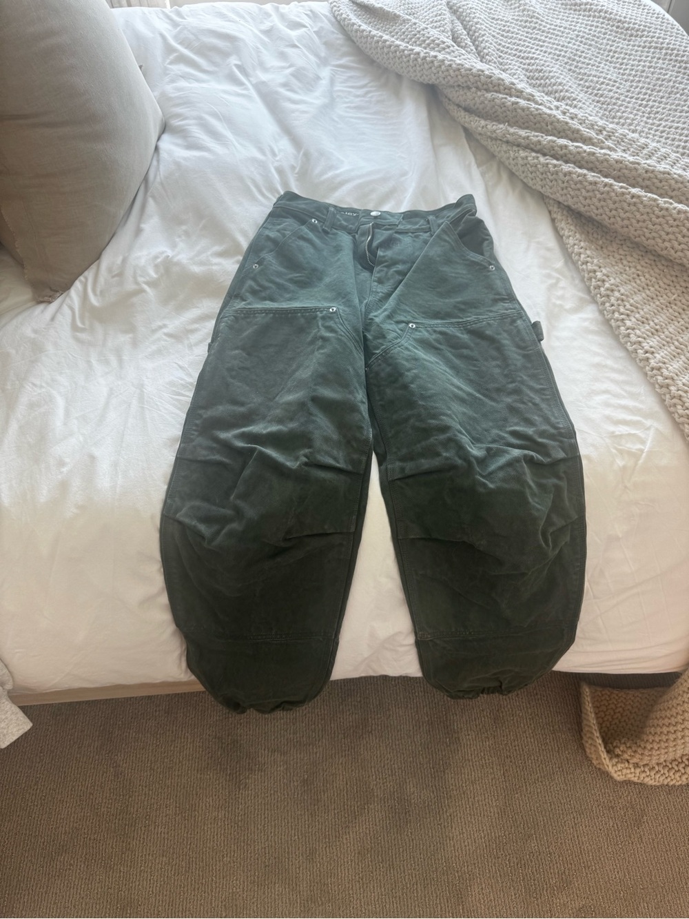 Alexander Wang Olive Green Wide Cargo Trousers